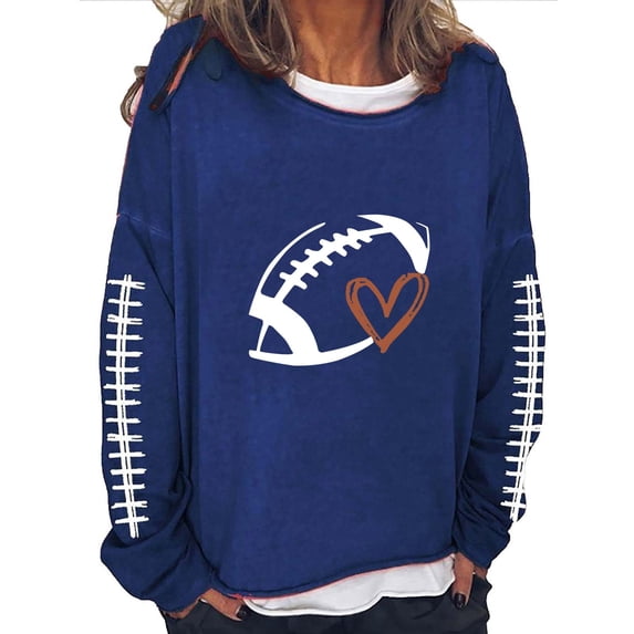 Game Day Football Shirt Women Football Season Tshirt Long Sleeve Graphic Tee Pullover Tops Loose Casual Lightweight Sweatshirt