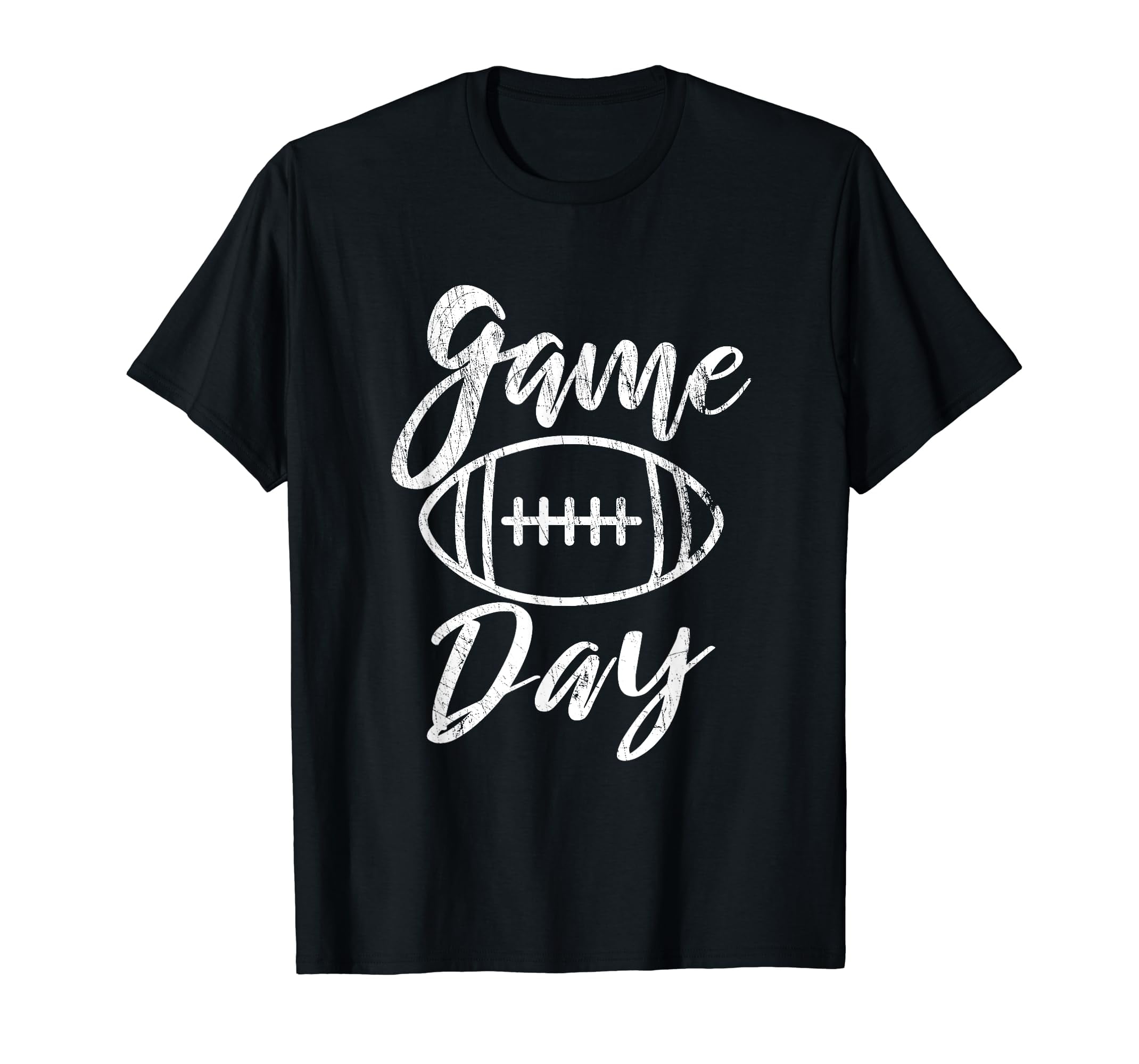 Game Day Football Heart Round Neck T-Shirt