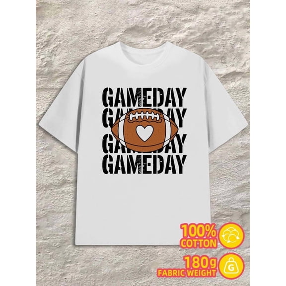 Game Day Football for men 180G 100% Cotton white Original Unisex Shirt Short Sleeve tshirts Trendy Unisex Shirt Short Sleeve tshirts Unique Design Unisex Shirt Crewneck tshirts