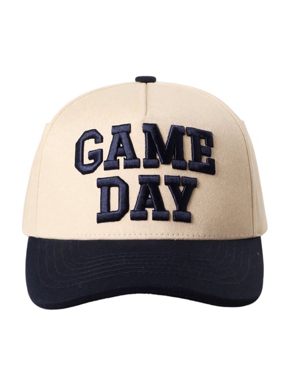 Game Day Hat Vintage Retro 3D Embroidered Football Season Hat Sports Fan Adjustable Snapback Baseball Cap Black One Size