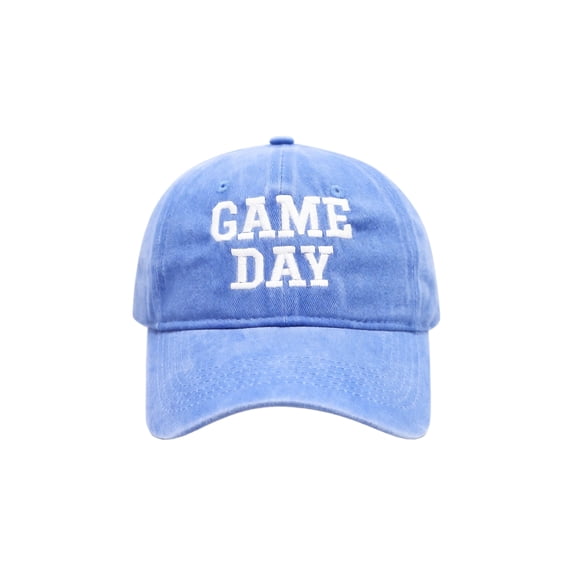 Game Day Hat Vintage Retro 3D Embroidered Football Season Hat Sports Fan Adjustable Snapback Baseball Cap Light Blue One Size