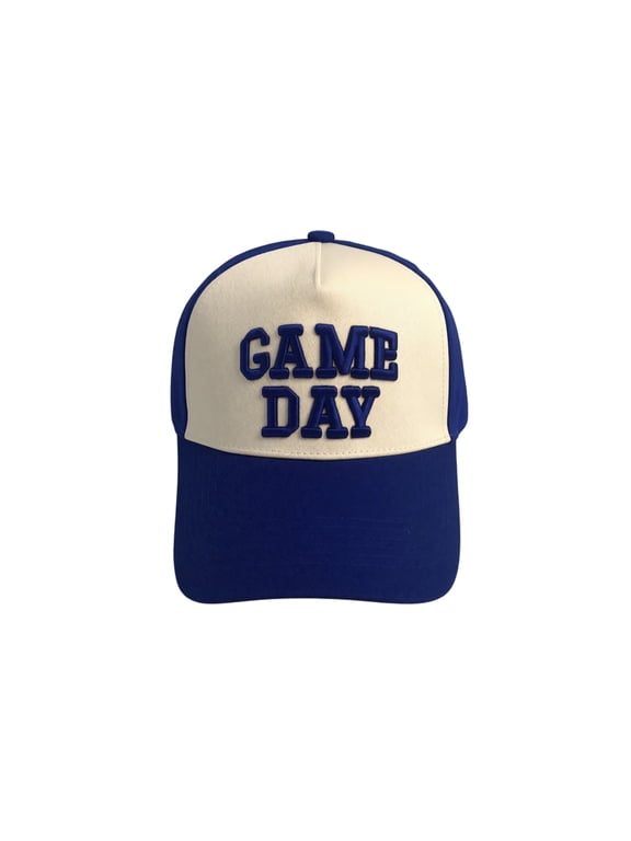 Game Day Hat Vintage Retro 3D Embroidered Football Season Hat Sports Fan Adjustable Snapback Baseball Cap Royal Blue One Size