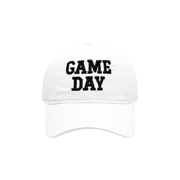 Game Day Hat Vintage Retro 3D Embroidered Football Season Hat Sports Fan Adjustable Snapback Baseball Cap White One Size