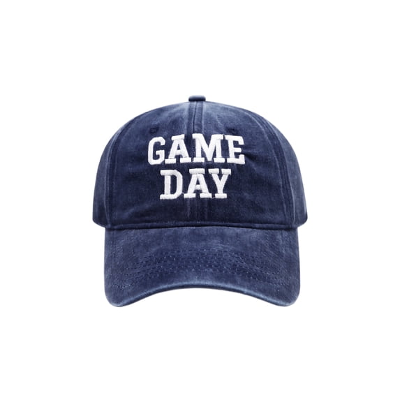 Game Day Hat for Men 3D Puff Embroidery Trucker Hats Two Tone Snapback Hat Adjustable Canvas Baseball Cap Sport Fan Gear,Navy