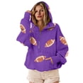 thumbnail image 1 of Game Day Hoodie for Women Oversized Half Zipper Long Sleeve Sweatshirt with Pocket Purple 4XL, 1 of 3
