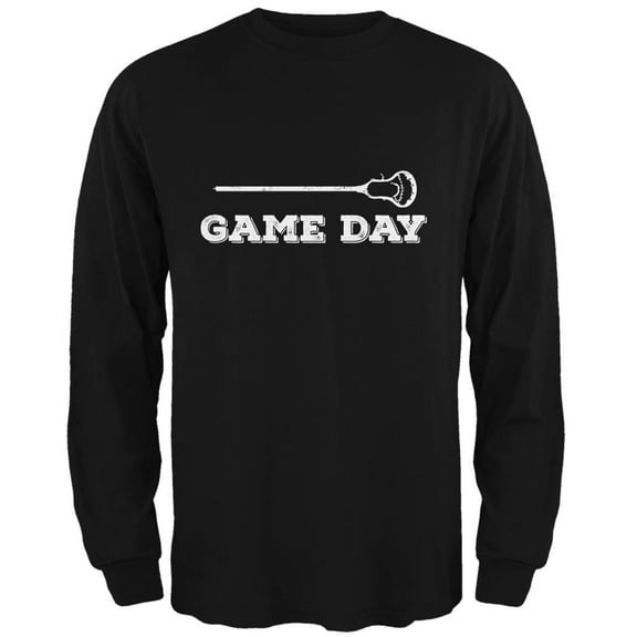 Game Day Lacrosse Black Adult Long Sleeve T-Shirt - Large