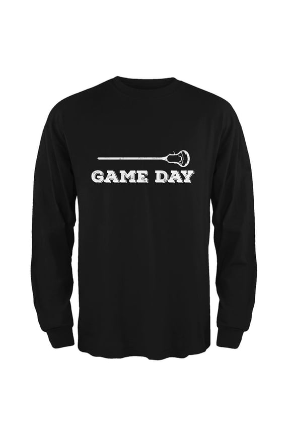 Game Day Lacrosse Black Adult Long Sleeve T-Shirt - X-Large