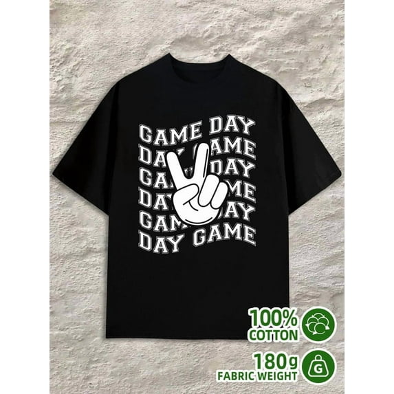 Game Day Peace mens 180G 100% Cotton black Trendy Unisex Shirt Graphic Tee tshirts Casual Unisex Shirt Crewneck tshirts Classic Unisex Shirt Short Sleeve tshirts