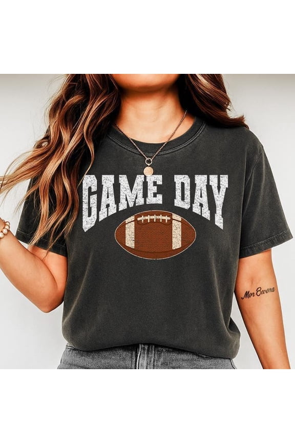 Game Day Shirt Football Fan Oversized Vintage Varsity Tailgate Comfort Colors Unisex Cotton T-Shirt, Size S-3XL