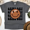 thumbnail image 1 of Game Day Smiley Football T-Shirt | Retro Sporty Graphic Tee, Dark Heather, Size S, 1 of 6