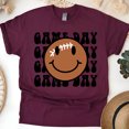 thumbnail image 1 of Game Day Smiley Football T-Shirt | Retro Sporty Graphic Tee, Maroon, Size 3XL, 1 of 6