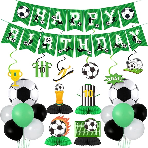 Game Day Soccer Essentials Themed Party Kit with Banner Set for Soccer Festivity Gear
