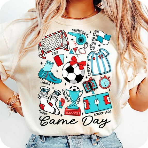 Game Day Soccer Mom T-Shirt, Coquette Soccer Bow Tee, Retro Soccer Season Shirt, Cute Soccer Mama Graphic Tee