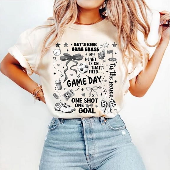 Game Day Soccer T-Shirt, Retro Soccer Shirt, Soccer Mama Tee, Soccer Mom Life Shirt, Cute Soccer Season Graphic T-Shirt