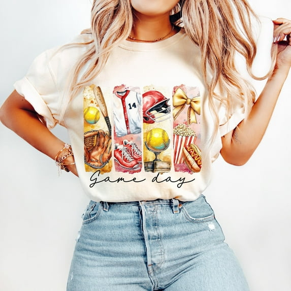 Game Day Softball Coquette Shirt, Softball Bow Shirt, Softball Mom Tee, Softball Shirt