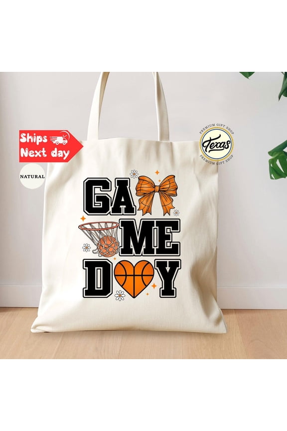 Game Day Sports Bow Tote Bag Basketball Gift Bag
