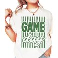 thumbnail image 1 of Game Day Striped Shirt for Women & Teen Girls Retro Football Season Comfort Colors Graphic Tee - Green on Ivory Shirt, Adult Small, 1 of 5