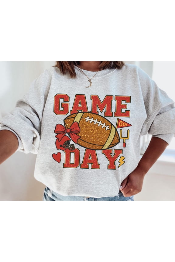 Game Day Sweatshirt, Retro Football Crewneck with Bow, Cute Tailgate Outfit
