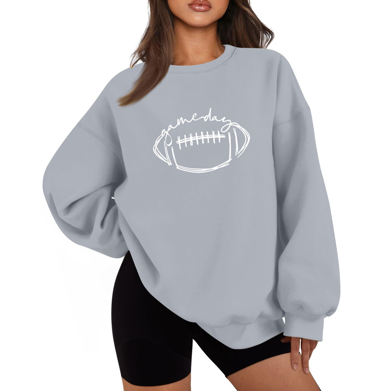 Game Day Sweatshirt for Women Funny Football Graphic Pullover Tops Long
