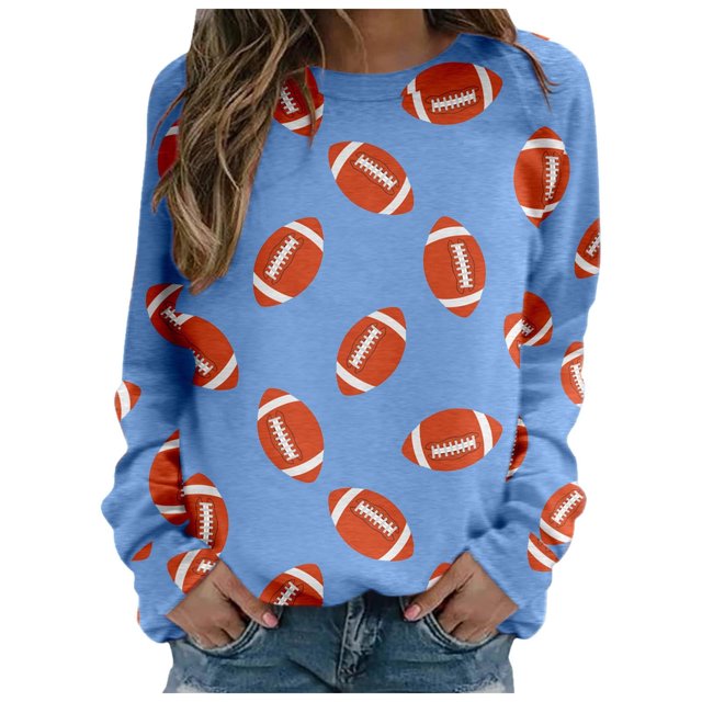 Game Day Sweatshirt for Women Funny Football Graphic Pullover Tops Long