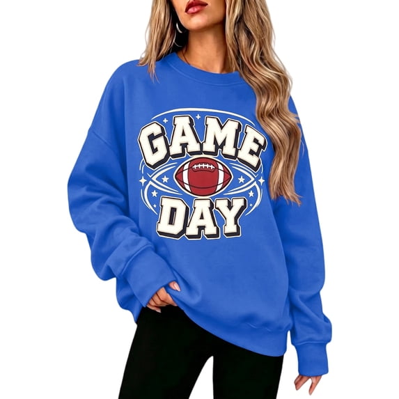 Game Day Sweatshirt Women Funny Football Print Sweatshirts Pullover Shirt