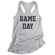 Game Day Tank Top, Ladies Racerback Tank Top, Sports Fan Tank, Football Tank, Baseball Basketball Tank, Silver Gray, Large