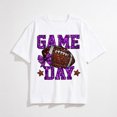thumbnail image 1 of Game Day Touchdown Football Mom Girls Go Cheer Purple T-Shirt, 1 of 8