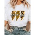thumbnail image 1 of Game Day Touchdown Season Yellow Leopard Checkered Football T-Shirt Tee Shirts Women, 1 of 7