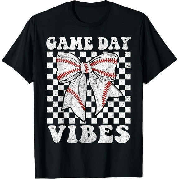 Game Day Vibes Coquette Bow Baseball Mama Baseball Season T-Shirt