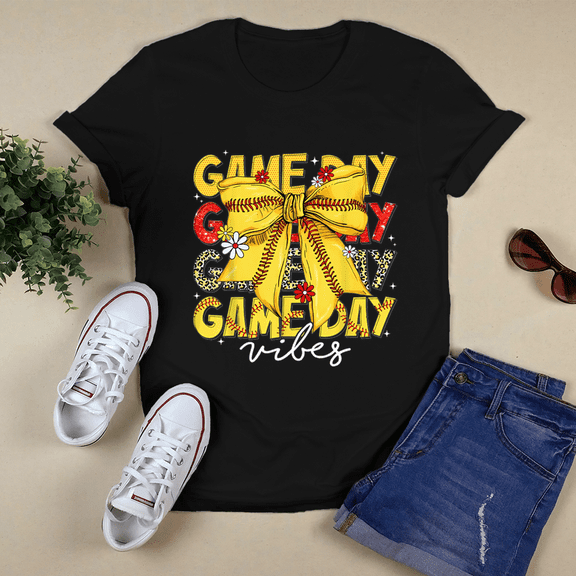 Game Day Vibes Coquette Bow Softball Mama Mom Sister Girls_037 Classic Tshirt Vintage Tee US Size S-3XL