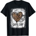 thumbnail image 1 of Game Day With Leopard Heart Football Lovers Mom Bleached T-Shirt, 1 of 4