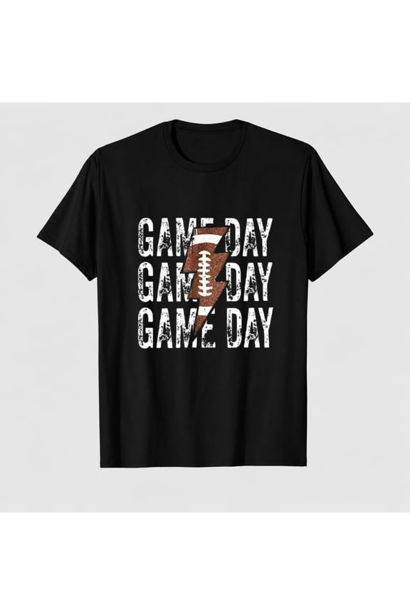Game Day Women Glitter Football Graphic Racerback Funny Sunday Casual Shirt