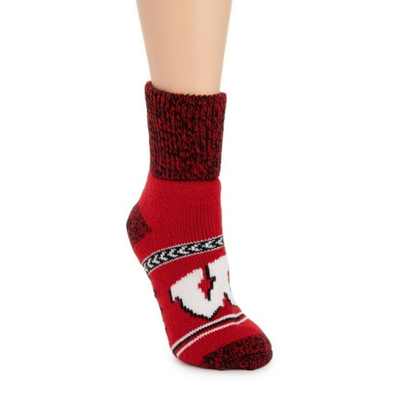 Game Day by MUK LUKS Unisex Short Heat Retainer Socks, Wisconsin, One Size Fits Most