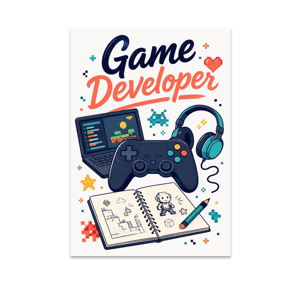 Game Developer Tech Wall Art - Independent Game Developer - 13x19 Poster Print