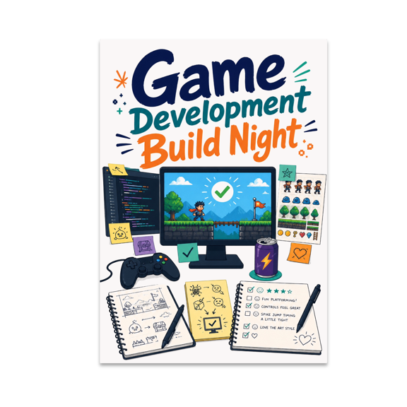 Game Development Build Night - Game Developer, 13 x 19 in Glossy Unframed Wall Poster, Vertical