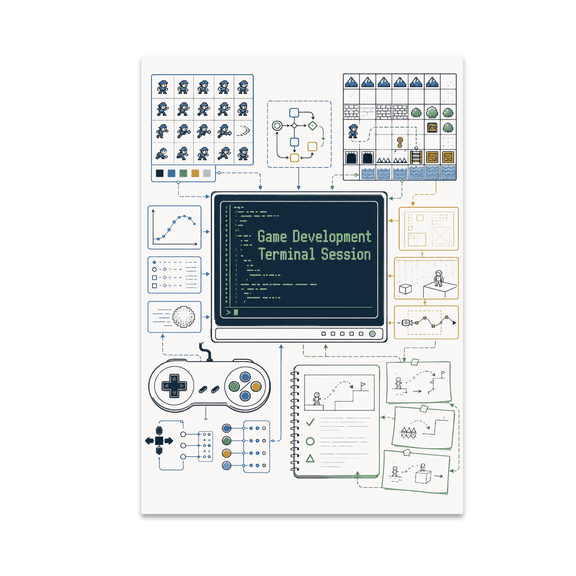 Game Development Terminal Session - Game Developer, 13 x 19 in Glossy Unframed Wall Poster, Vertical