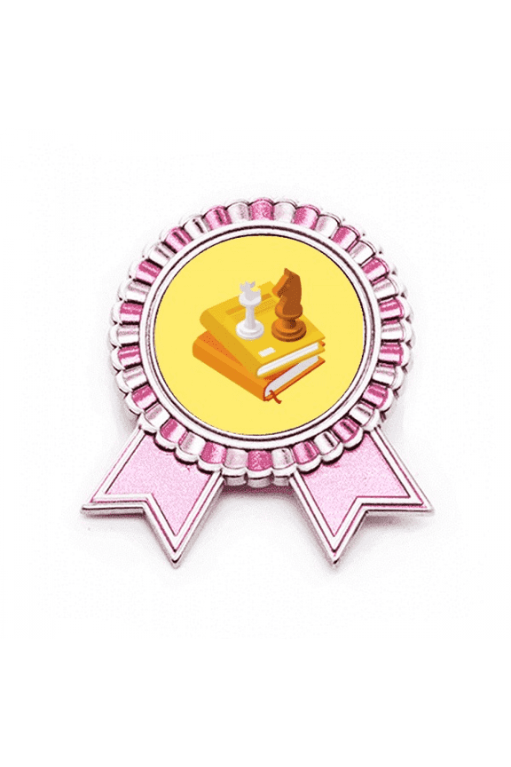 Game Entertainment Chess Book Placement Badge Brooch Pin Pink Winner Award Medal