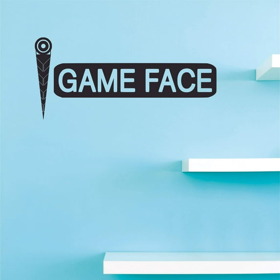 Game Face Adhesive Wall Decal - 20" x 40" Decoration for Bedroom or Livingroom Sports Home Art Removable Vinyl Sticker | Black
