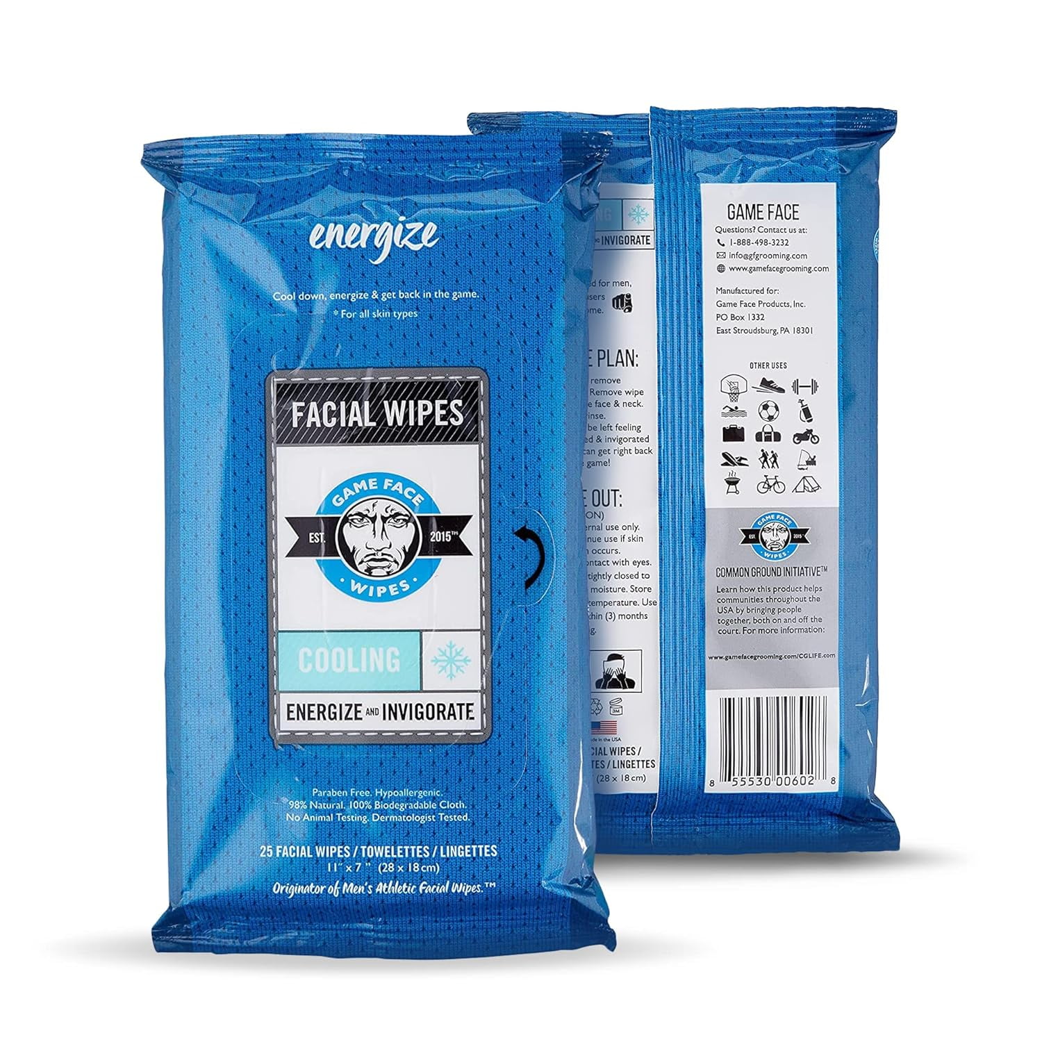 Game Face Face Antibacterial Wipes, 25 Count