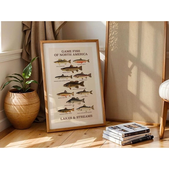 Game Fish Retro Fishing Wall Art, Unframed Canvas Size 8x12