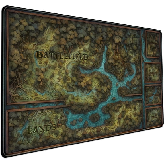 Game Forest Large Mouse Pad XXL Green Map Playmat for MTG Adventure Gaming Deskpad Desk Mat for Keyboard and Mouse Mat with Stitched Edges Anti-Slip Funny Desk Pad, 31.5 X 15.8 in