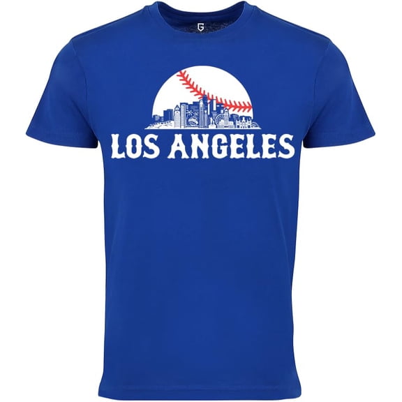 Game Garment Baseball Team Fan Sports City Skyline Graphic Mens T Shirts - Los Angeles Blue XS-3XL