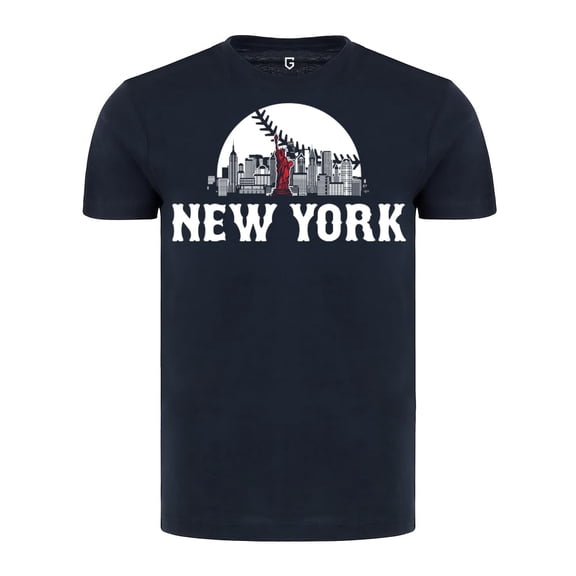 Game Garment Baseball Team Fan Sports City Skyline Graphic Mens T Shirts - New York Navy XS-3XL