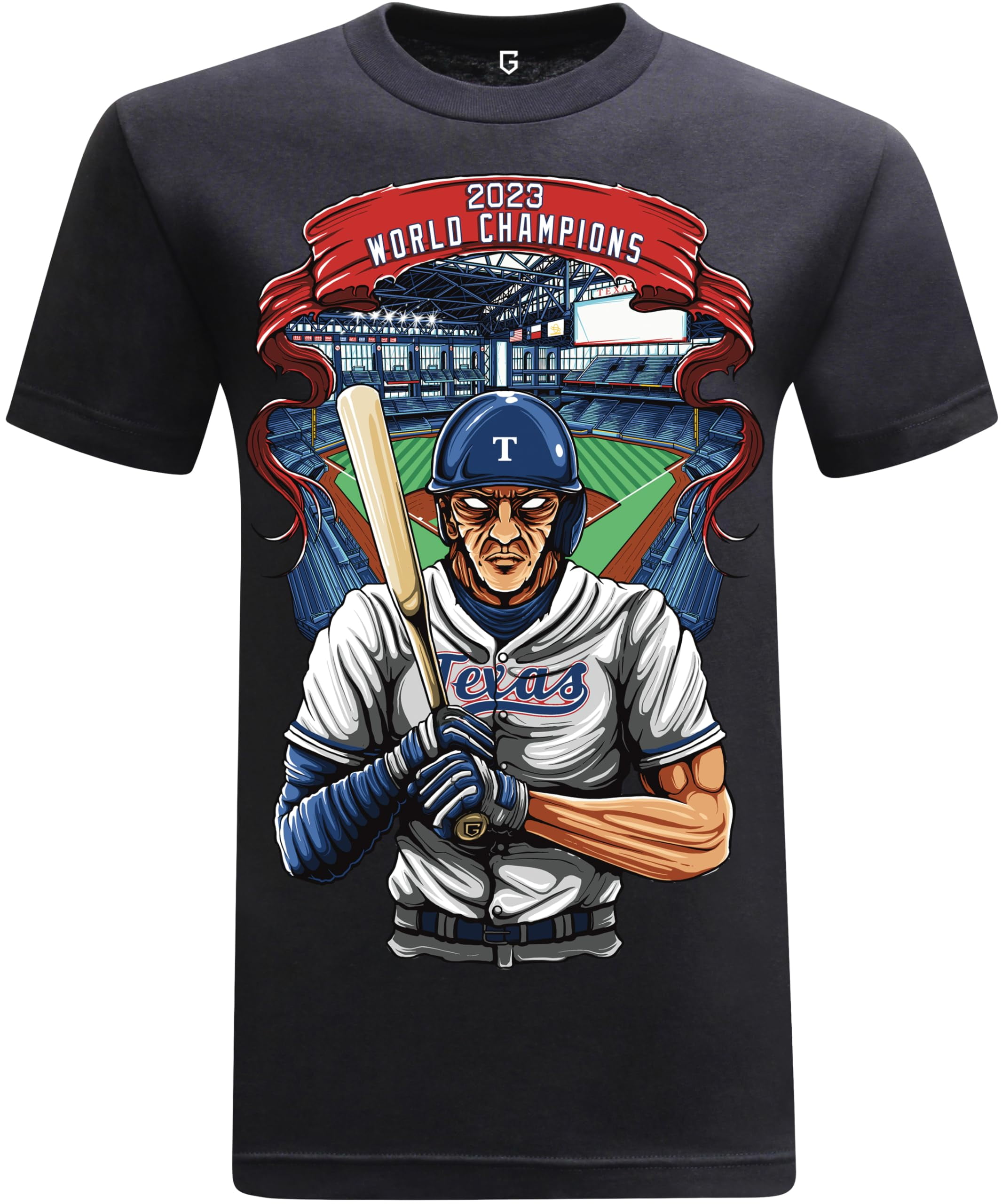 Game Garment Baseball Team Fan Sports Short Sleeve Crewneck Mens T-Shirts - Baseball Graphic Tees Men - Texas Black XS-3XL