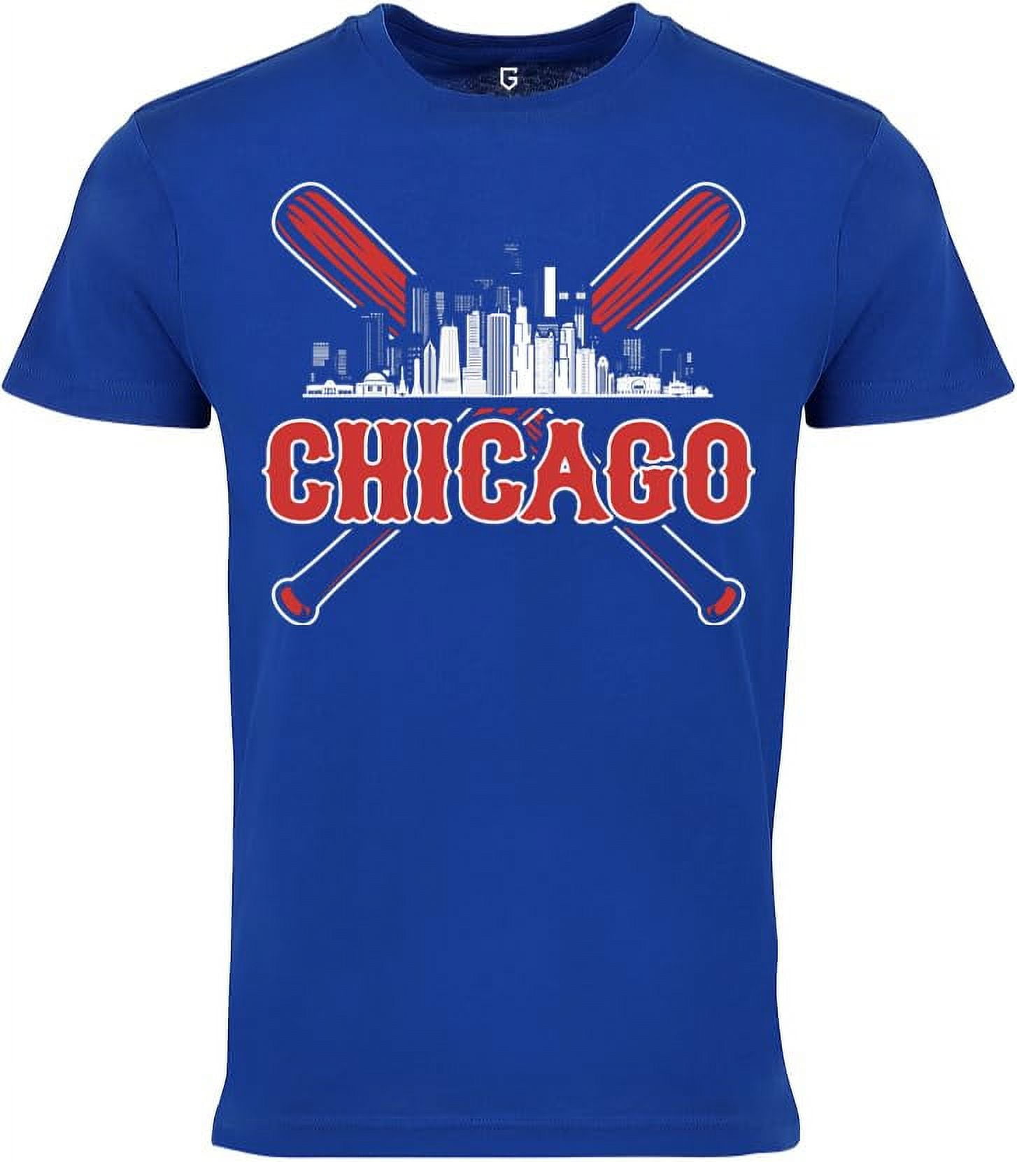 Cityscape Skyline Chicago Baseball Fan T-Shirt For Men - Black Graphic Tee, X-Large - View #7