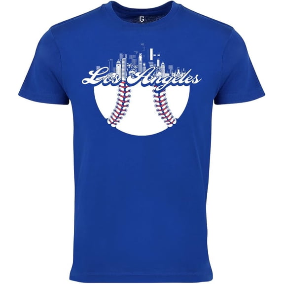 Game Garment Baseball Team Fan Sports Skyline Graphic Mens T Shirts - Los Angeles Blue XS-3XL