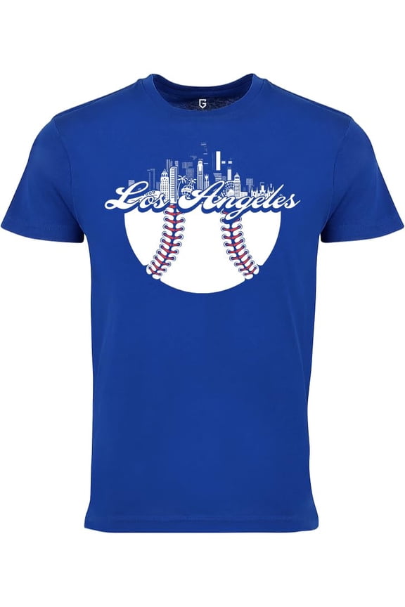 Baseball Team Fan Sports Skyline Graphic Mens T Shirts - Los Angeles Blue XS-3XL