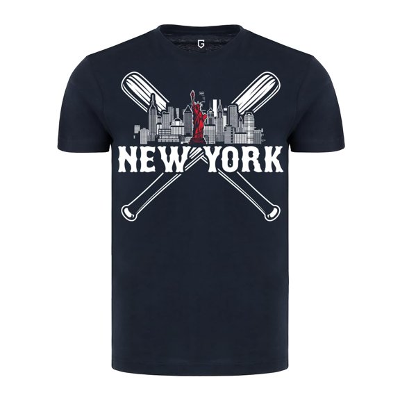 Game Garment Baseball Team Fan Sports Skyline Graphic Mens T Shirts - New York Navy XS-3XL