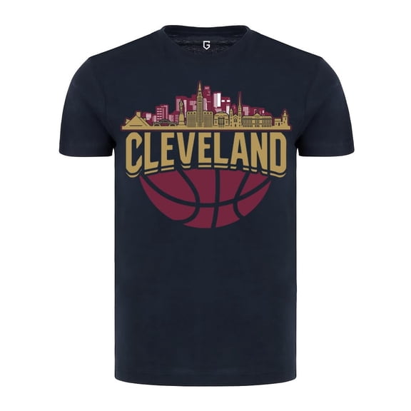 Game Garment Basketball Team Fan Sports Crewneck Short Sleeve Mens T Shirts - Basketball Graphic Tees Men - Cleveland Skyline Navy XS-3XL