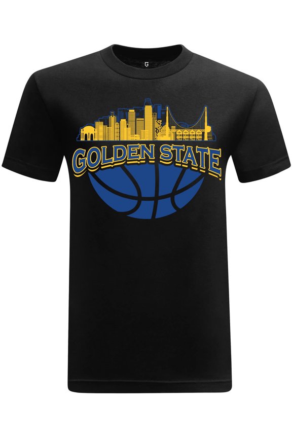 Basketball Team Fan Sports Crewneck Short Sleeve Mens T Shirts - Basketball Graphic Tees Men - Golden State Skyline Black XS-3XL